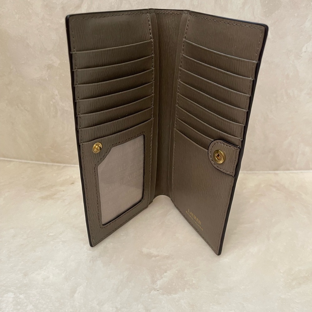 NWOT Ralph Lauren Bennington Slim Taupe Leather Wallet - Picture 4 of 13